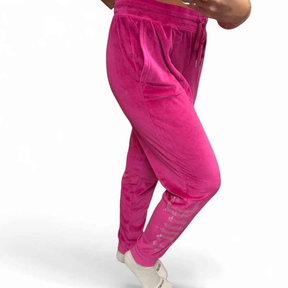 Juicy Couture Hot Pink Velour Pants with Rhinestones size M medium